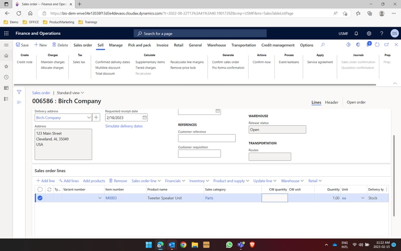 Adding product details to EDI sales order