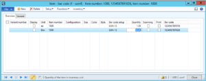 Setting up barcodes for items in Dynamics AX