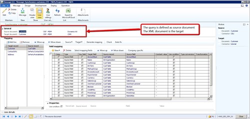 How to configure message and create mapping from query to XML document