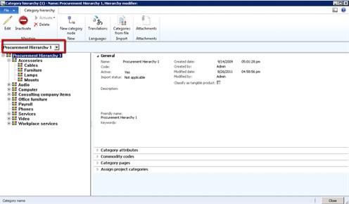 How to set up and group all categories in Dynamics AX with Connectivity Studio